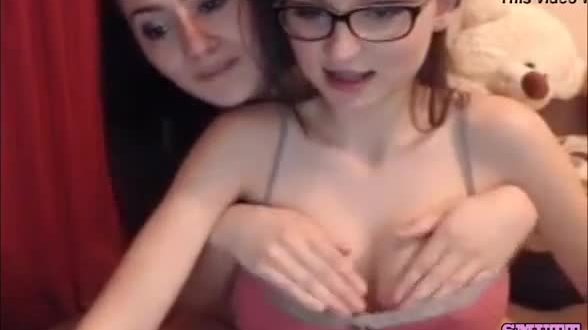 Busty lesbian whore with braces shows tits